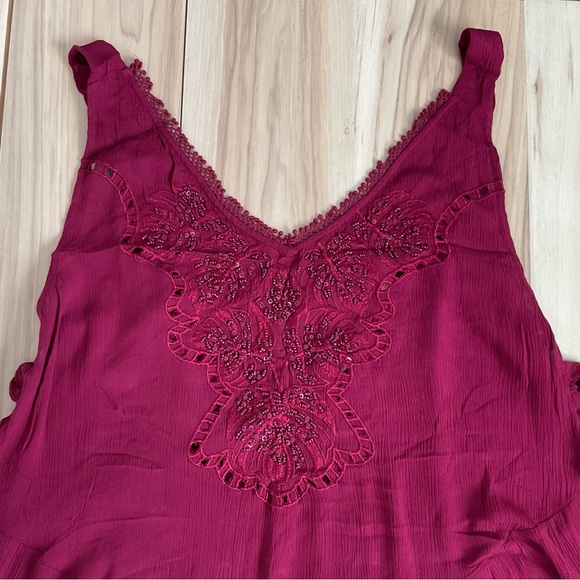 Free People Delphine Embellished Plum Purple Slip Dress Size Medium - Picture 7 of 14